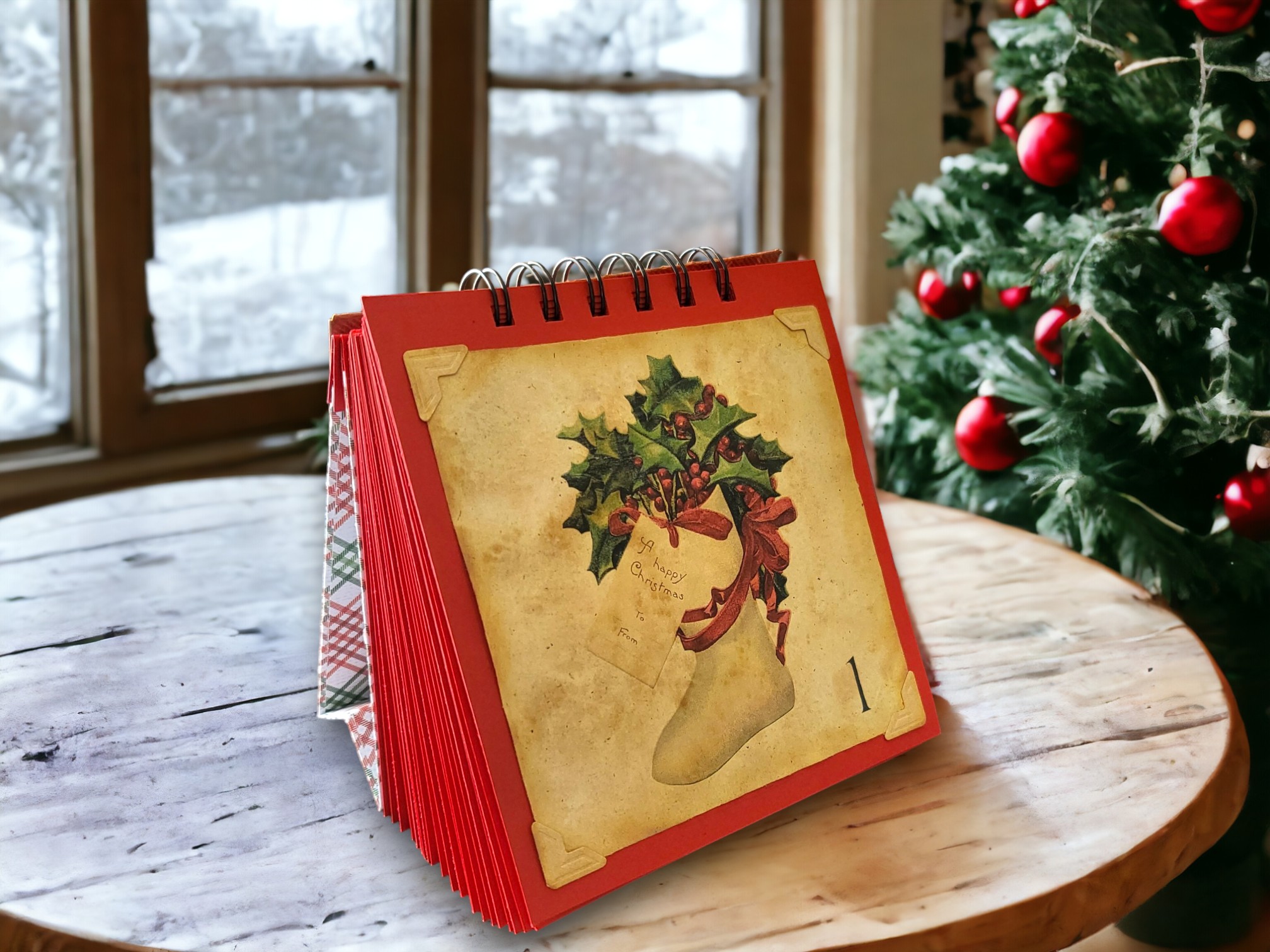 an aged vintage ephemera countdown calendar 